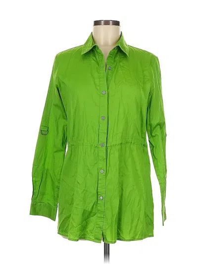 Pre-owned Assorted Brands 3/4 Sleeve Button Down Shirt In Green