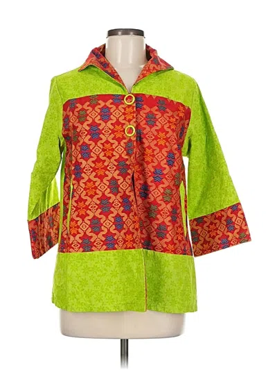 Pre-owned Assorted Brands 3/4 Sleeve Button Down Shirt In Green