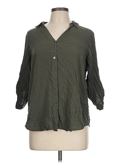 Pre-owned Assorted Brands 3/4 Sleeve Button Down Shirt In Green