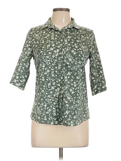 Pre-owned Assorted Brands 3/4 Sleeve Button Down Shirt In Green