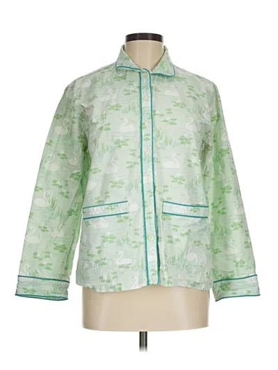 Pre-owned Assorted Brands 3/4 Sleeve Button Down Shirt In Green