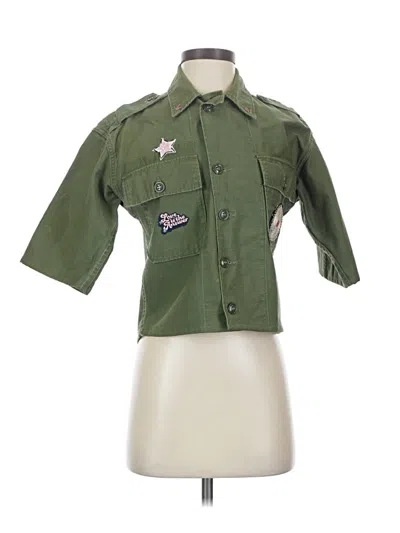Pre-owned Assorted Brands 3/4 Sleeve Button Down Shirt In Green