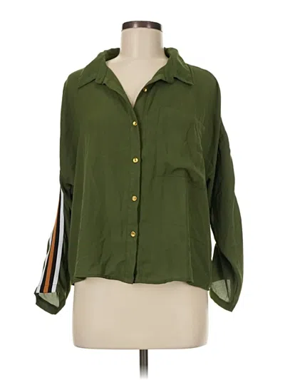 Pre-owned Assorted Brands 3/4 Sleeve Button Down Shirt In Green