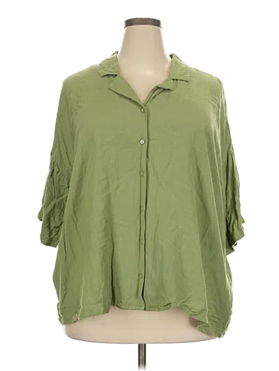 Pre-owned Assorted Brands 3/4 Sleeve Button Down Shirt In Green