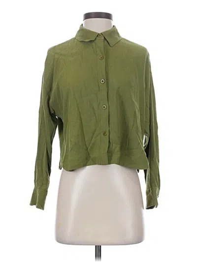 Pre-owned Assorted Brands 3/4 Sleeve Button Down Shirt In Green