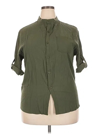 Pre-owned Assorted Brands 3/4 Sleeve Button Down Shirt In Green
