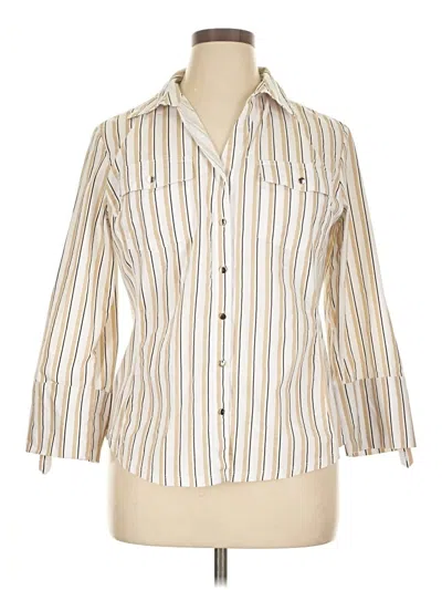 Pre-owned Assorted Brands 3/4 Sleeve Button Down Shirt In Ivory