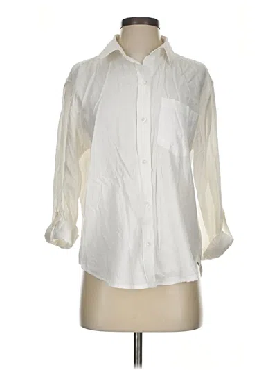 Pre-owned Assorted Brands 3/4 Sleeve Button Down Shirt In Ivory