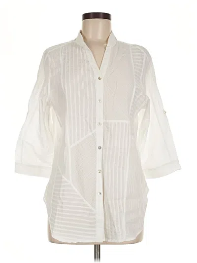 Pre-owned Assorted Brands 3/4 Sleeve Button Down Shirt In Ivory