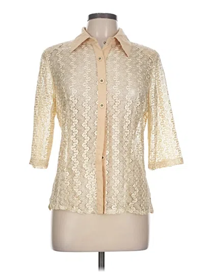Pre-owned Assorted Brands 3/4 Sleeve Button Down Shirt In Ivory