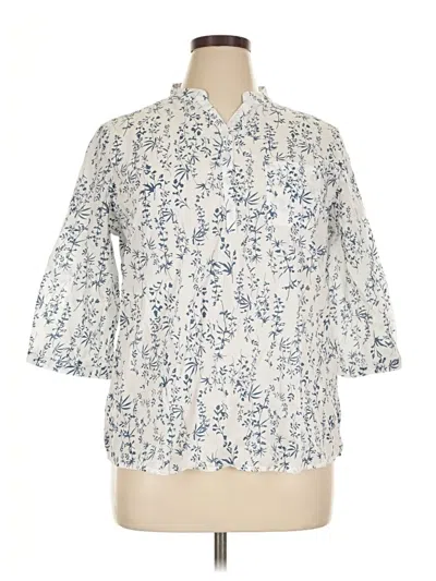 Pre-owned Assorted Brands 3/4 Sleeve Button Down Shirt In Ivory