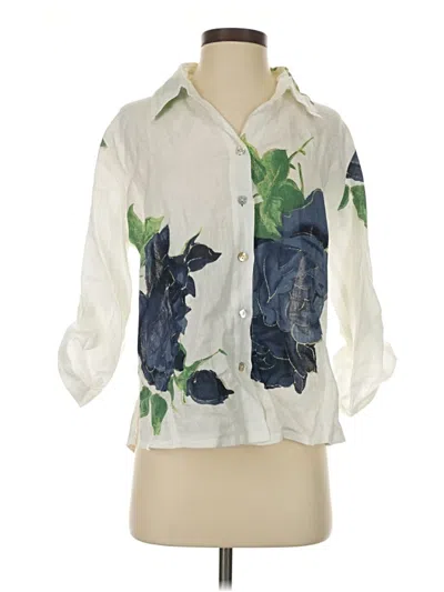 Pre-owned Assorted Brands 3/4 Sleeve Button Down Shirt In Ivory