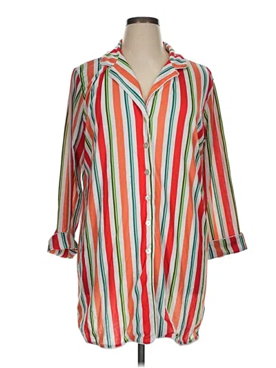Pre-owned Assorted Brands 3/4 Sleeve Button Down Shirt In Orange