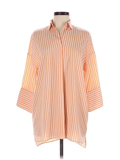 Pre-owned Assorted Brands 3/4 Sleeve Button Down Shirt In Orange