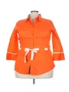 Assorted Brands 3/4 Sleeve Button Down Shirt In Orange