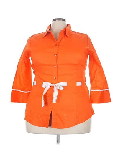 Assorted Brands 3/4 Sleeve Button Down Shirt In Orange