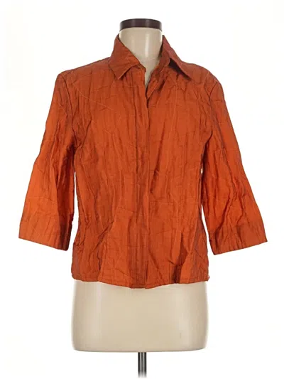 Pre-owned Assorted Brands 3/4 Sleeve Button Down Shirt In Orange