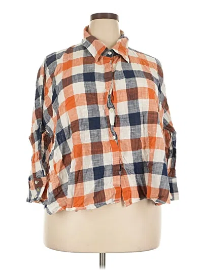 Pre-owned Assorted Brands 3/4 Sleeve Button Down Shirt In Orange