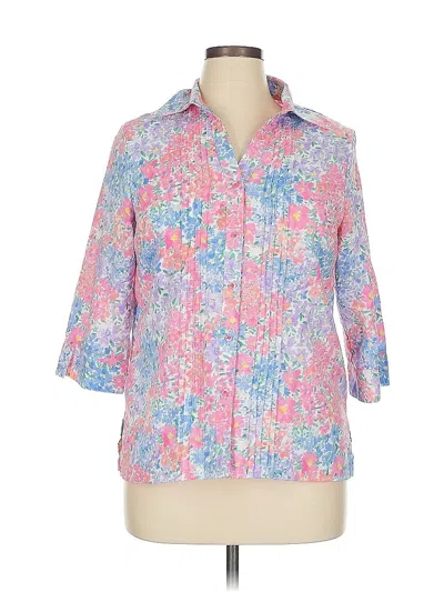 Pre-owned Assorted Brands 3/4 Sleeve Button Down Shirt In Pink