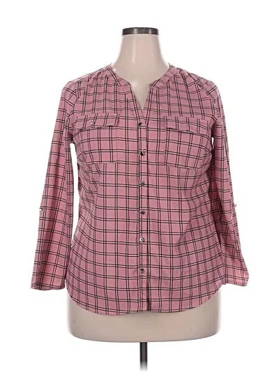 Pre-owned Assorted Brands 3/4 Sleeve Button Down Shirt In Pink