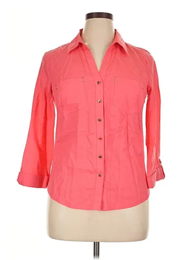 Pre-owned Assorted Brands 3/4 Sleeve Button Down Shirt In Pink
