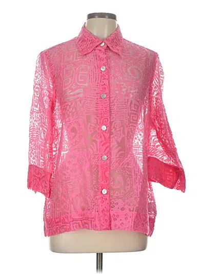 Pre-owned Assorted Brands 3/4 Sleeve Button Down Shirt In Pink