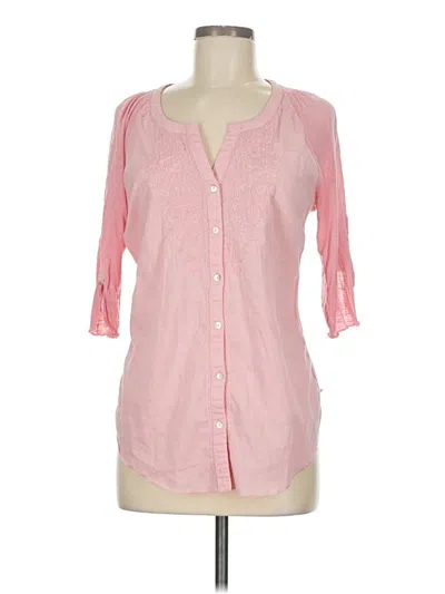 Pre-owned Assorted Brands 3/4 Sleeve Button Down Shirt In Pink