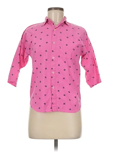 Pre-owned Assorted Brands 3/4 Sleeve Button Down Shirt In Pink