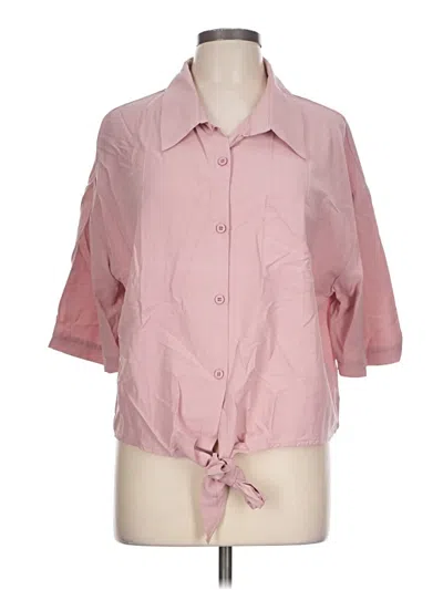 Pre-owned Assorted Brands 3/4 Sleeve Button Down Shirt In Pink