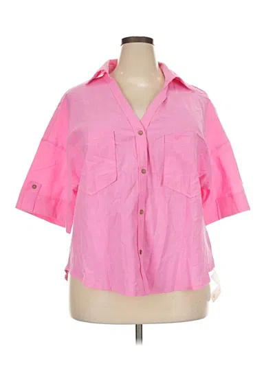 Pre-owned Assorted Brands 3/4 Sleeve Button Down Shirt In Pink