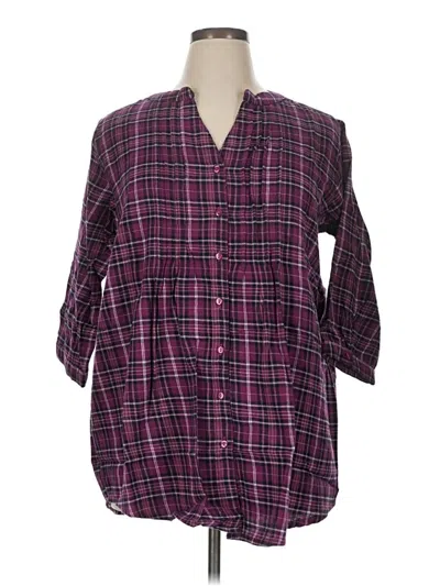 Pre-owned Assorted Brands 3/4 Sleeve Button Down Shirt In Purple
