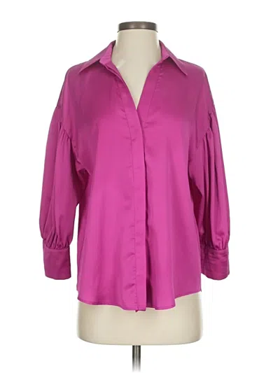 Pre-owned Assorted Brands 3/4 Sleeve Button Down Shirt In Purple