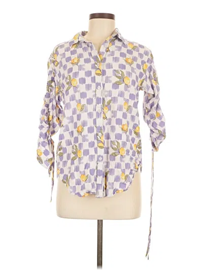 Pre-owned Assorted Brands 3/4 Sleeve Button Down Shirt In Purple