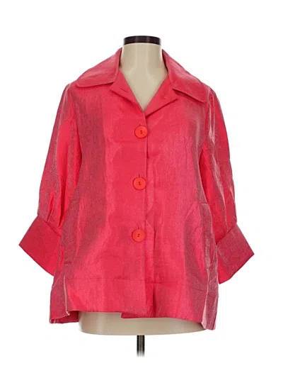 Pre-owned Assorted Brands 3/4 Sleeve Button Down Shirt In Red