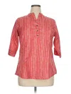 Assorted Brands 3/4 Sleeve Button Down Shirt In Red