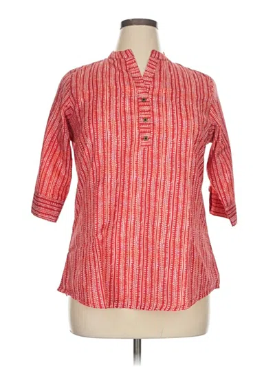 Assorted Brands 3/4 Sleeve Button Down Shirt In Red