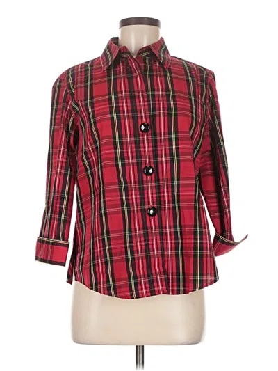 Pre-owned Assorted Brands 3/4 Sleeve Button Down Shirt In Red