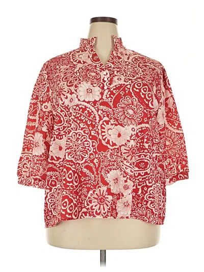 Pre-owned Assorted Brands 3/4 Sleeve Button Down Shirt In Red