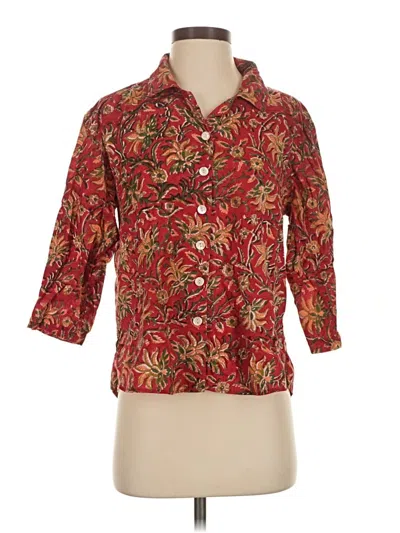 Pre-owned Assorted Brands 3/4 Sleeve Button Down Shirt In Red