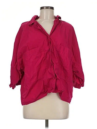 Pre-owned Assorted Brands 3/4 Sleeve Button Down Shirt In Red