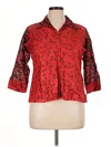 Assorted Brands 3/4 Sleeve Button Down Shirt In Red