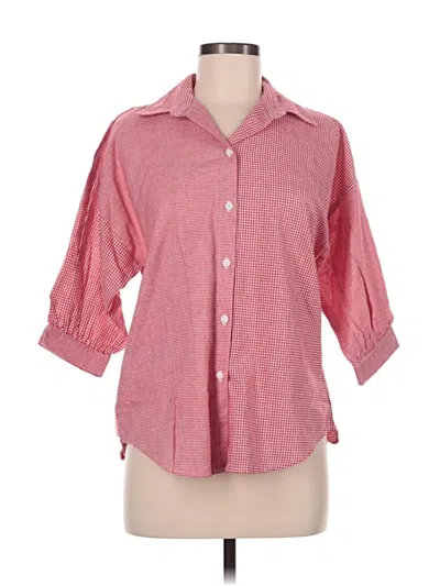 Assorted Brands 3/4 Sleeve Button Down Shirt In Red