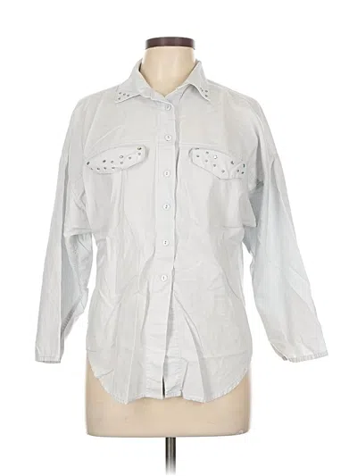 Pre-owned Assorted Brands 3/4 Sleeve Button Down Shirt In Silver