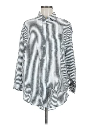 Pre-owned Assorted Brands 3/4 Sleeve Button Down Shirt In Silver