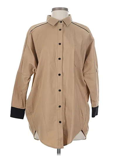 Pre-owned Assorted Brands 3/4 Sleeve Button Down Shirt In Tan