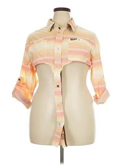 Pre-owned Assorted Brands 3/4 Sleeve Button Down Shirt In Tan