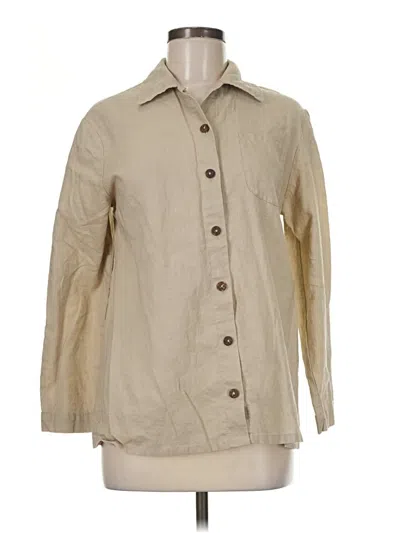 Pre-owned Assorted Brands 3/4 Sleeve Button Down Shirt In Tan