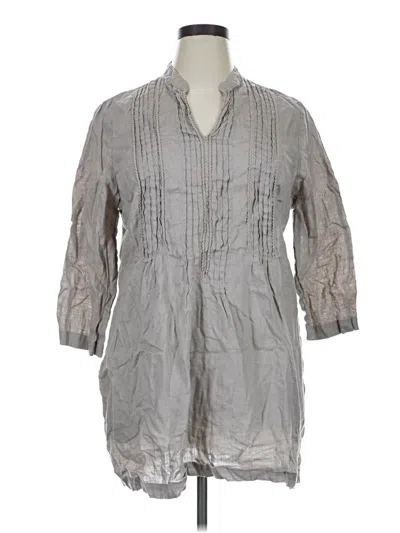 Pre-owned Assorted Brands 3/4 Sleeve Button Down Shirt In Tan