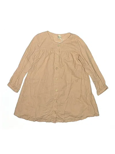 Pre-owned Assorted Brands Kids' 3/4 Sleeve Button Down Shirt In Tan