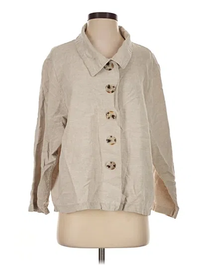 Pre-owned Assorted Brands 3/4 Sleeve Button Down Shirt In Tan